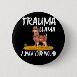 Macaron Rond 5 Cm Amusante infirmière Llama plaisanter