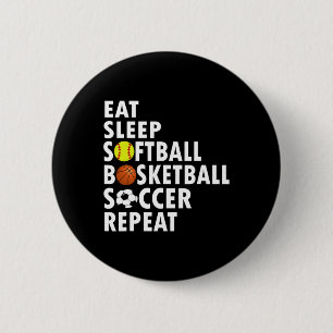 Macaron Rond 5 Cm Amusants Manger Dormir Softball Basketball Soccer 