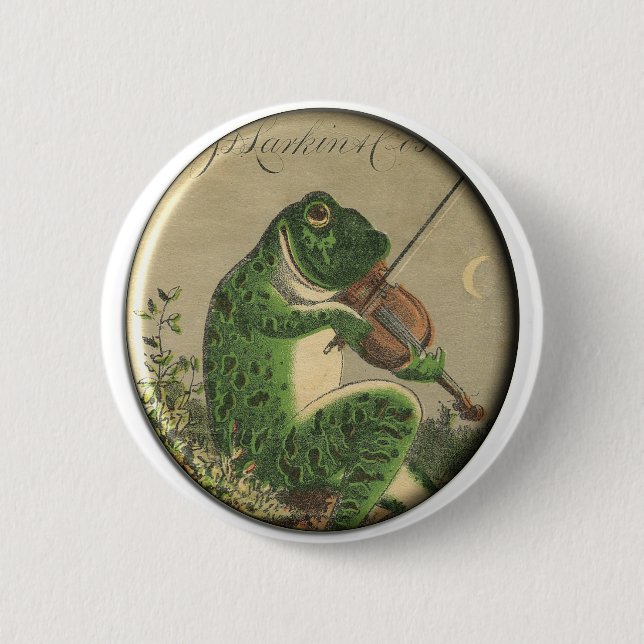 Macaron Rond 5 Cm Amusement jouant le bouton du violon de grenouille (Devant)