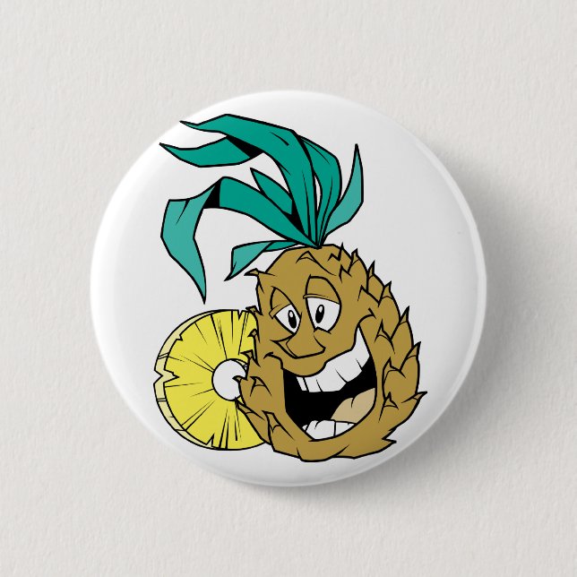 Macaron Rond 5 Cm Ananas heureux (Devant)