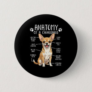Macaron Rond 5 Cm Anatomie drôle de Chihuahua d'un propriétaire de c