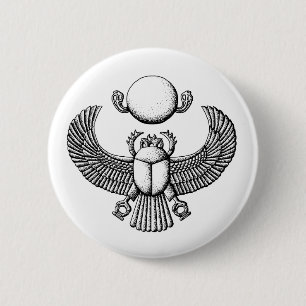 Macaron Rond 5 Cm Ancien Scarab égyptien noir et blanc