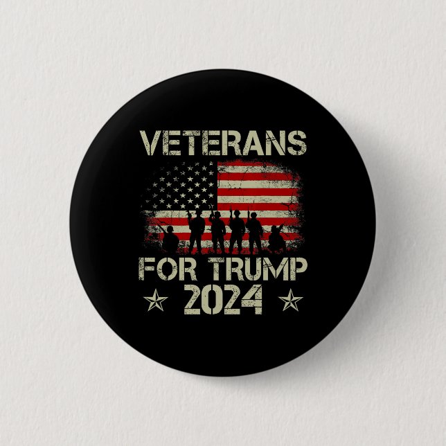 Macaron Rond 5 Cm Anciens Combattants Pour Trump 4 juillet Drapeau A (Devant)