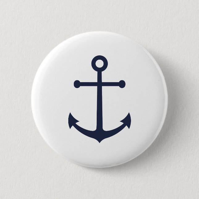 Macaron Rond 5 Cm Ancre bleue marine (Devant)