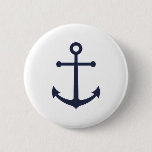 Macaron Rond 5 Cm Ancre bleue marine