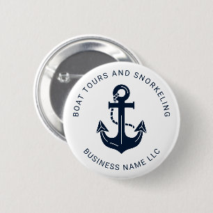 Macaron Rond 5 Cm Ancre bleue marine personnalisée pour entreprise