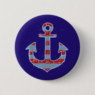 Macaron Rond 5 Cm ancre marine