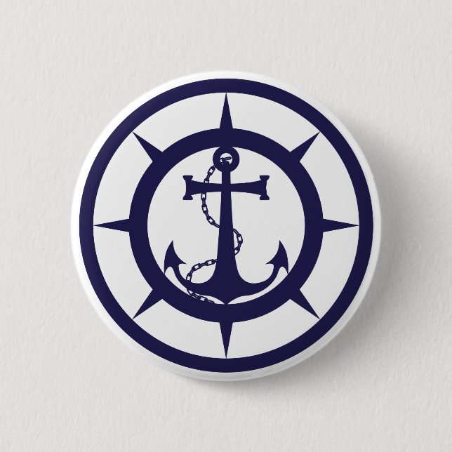 Macaron Rond 5 Cm Ancre nautique (Devant)