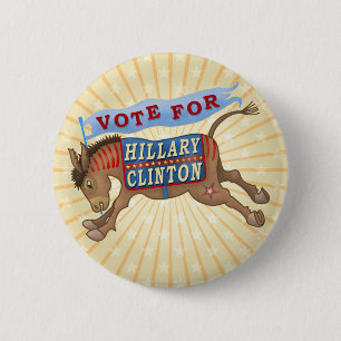 Macaron Rond 5 Cm Âne 2016 de président Démocrate de Hillary Clinton