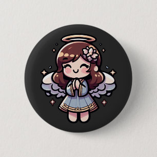 Macaron Rond 5 Cm Ange Anime Cherubic - angélique, kawaii,