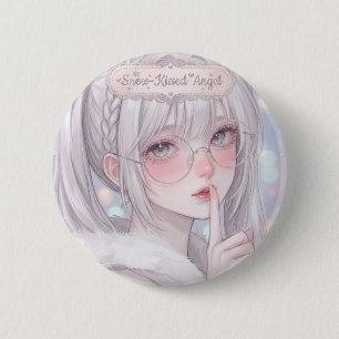 Macaron Rond 5 Cm Ange Choyé par la Neige Soft Aesthetic Fille Anime