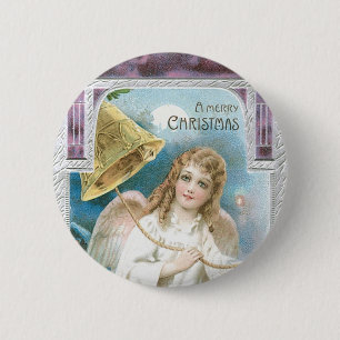 Macaron Rond 5 Cm Ange de Noël avec cloche
