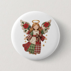 Macaron Rond 5 Cm Ange de Noël avec étoiles dorées