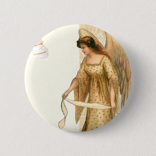 Macaron Rond 5 Cm Ange de Noël et ornements (Devant)