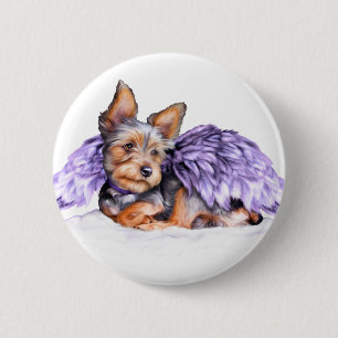 Macaron Rond 5 Cm Ange de Yorkshire Terrier Yorkie