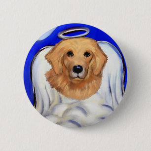 Macaron Rond 5 Cm Ange Golden Retriever