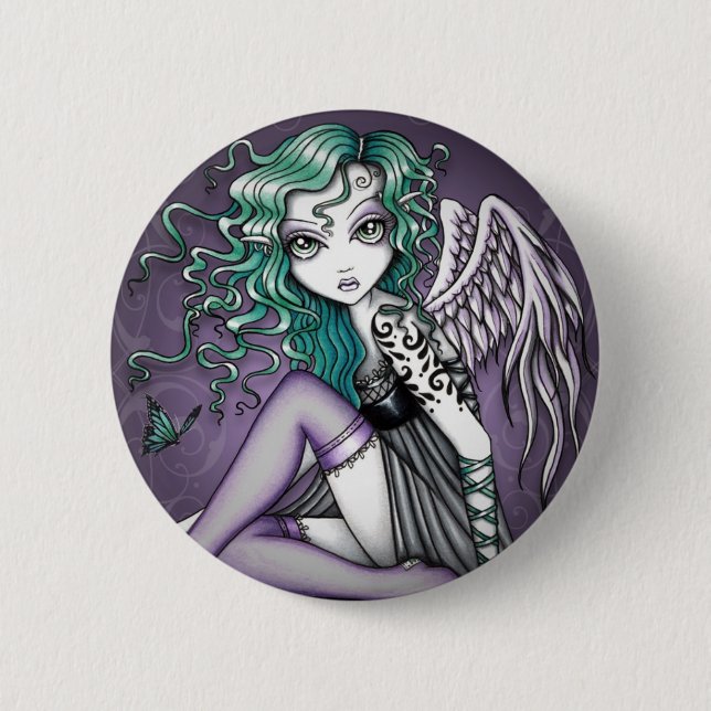 Macaron Rond 5 Cm Ange tatoué mignon de Malory (Devant)