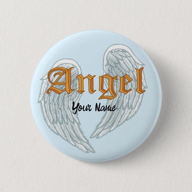 Macaron Rond 5 Cm Ange Wings Pin (Devant)
