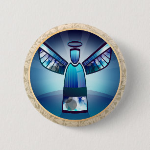Macaron Rond 5 Cm Angel : Bouton Pinback Angel Bleu