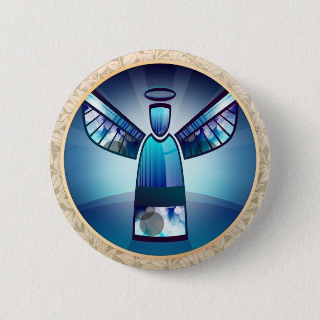 Macaron Rond 5 Cm Angel : Bouton Pinback Angel bleu (Devant)