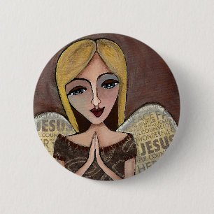 Macaron Rond 5 Cm Angel de prière - bouton