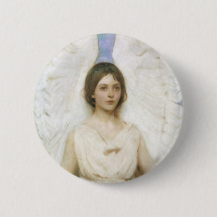 Macaron Rond 5 Cm Angel par Abbott Thayer, Art Victorien Vintage