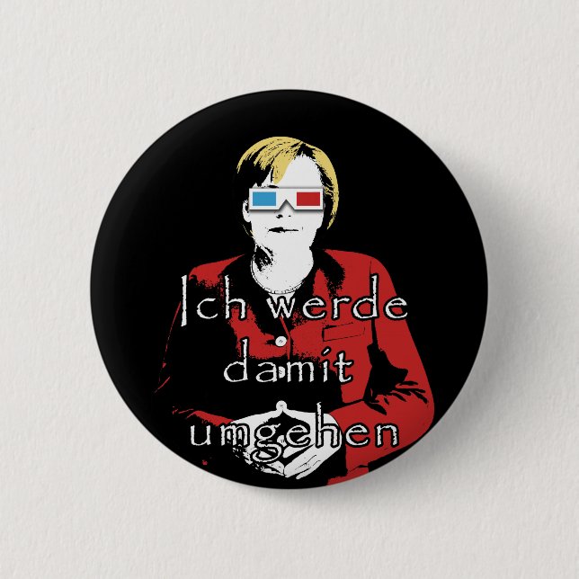 Macaron Rond 5 Cm Angela Merkel (Devant)