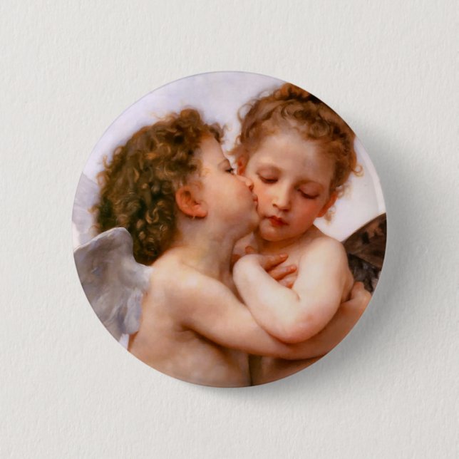 Macaron Rond 5 Cm Angels First Kiss, Bouguereau (Devant)