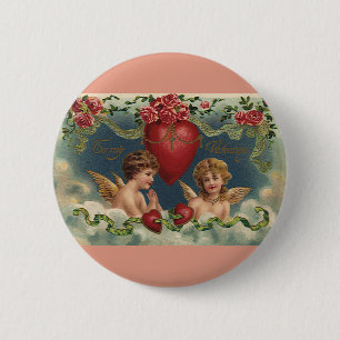 Macaron Rond 5 Cm Anges de la Saint-Valentin vintages au paradis