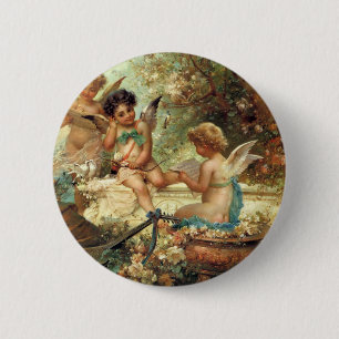 Macaron Rond 5 Cm Anges musiciens par Hans Zatzka, Victorian Fine Ar