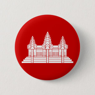 Macaron Rond 5 Cm Angkor Wat Cambodian / Khmer Flag