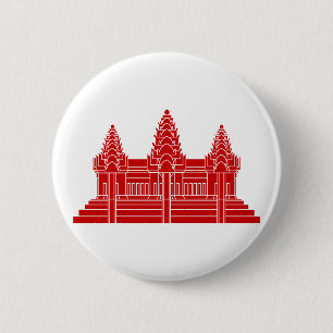 Macaron Rond 5 Cm Angkor Wat Cambodian / Khmer Flag