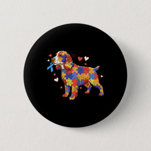 Macaron Rond 5 Cm Anglais Springer Spaniel Puzzle Sensibilisation su
