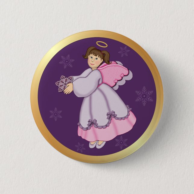 Macaron Rond 5 Cm Angle de flocon de neige (Devant)