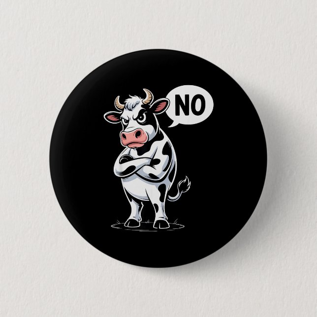 Macaron Rond 5 Cm Angry Cow No - Funny Cow Lover Dairy Farmer  (Devant)