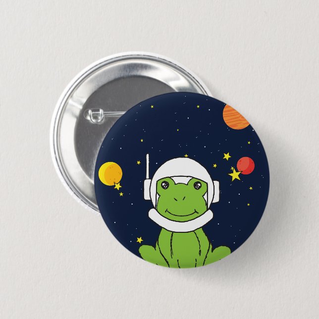 Macaron Rond 5 Cm Animal de l'astronaute de grenouille avec Clipart  (Devant & derrière)