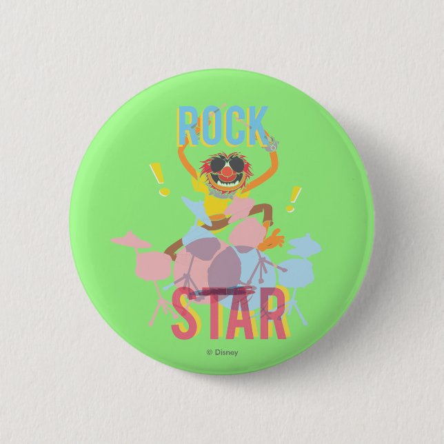 Macaron Rond 5 Cm Animal - Rock Star (Devant)