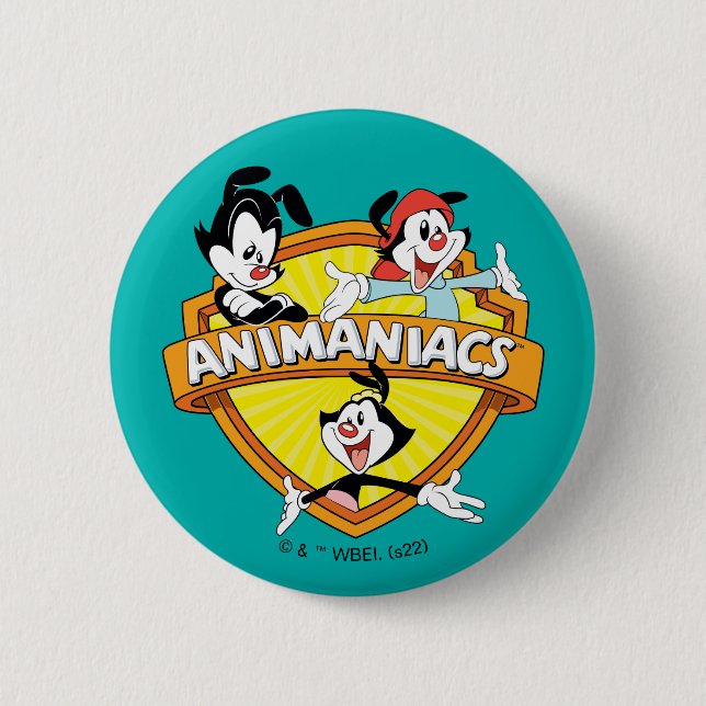 Macaron Rond 5 Cm Animaniacs | Warner Brothers & Sister WB Shield (Devant)