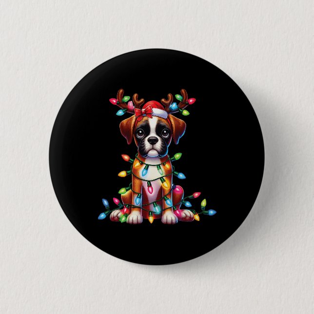 Macaron Rond 5 Cm Animaux Amoureux des animaux Cute Boxer Chien Rein (Devant)