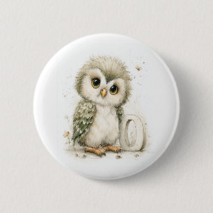 Macaron Rond 5 Cm Animaux Bébés à l'Aquarelle Mignons avec Lettres d