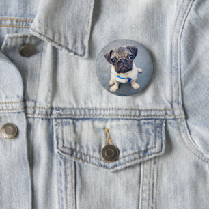 Macaron Rond 5 Cm Animaux de bébés cutest   Carlin bébé