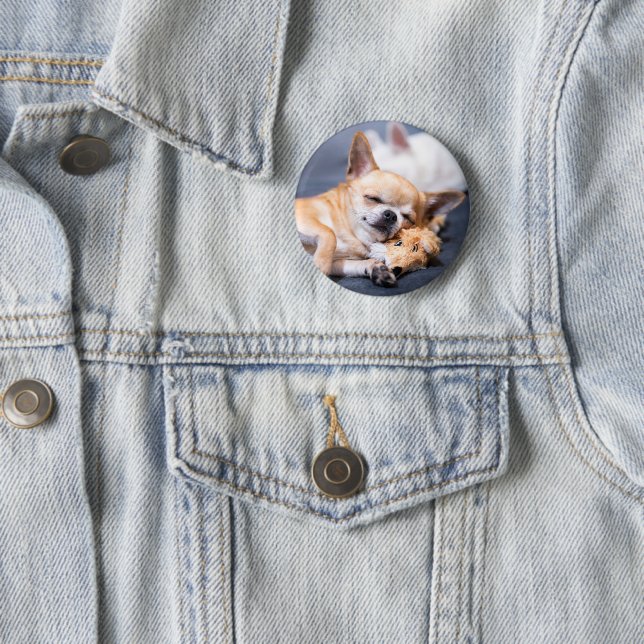 Macaron Rond 5 Cm Animaux de bébés cutest | Chihuahua Chig aux cheve (En situation)