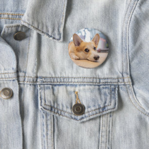 Macaron Rond 5 Cm Animaux de bébés cutest Chiot de Corgi au sol