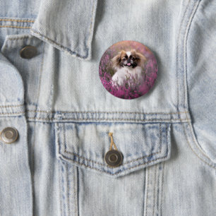 Macaron Rond 5 Cm Animaux de bébés cutest   Pekingese Puppy