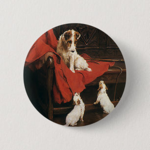 Macaron Rond 5 Cm Animaux de compagnie vintage, chiens Terrier Jack 