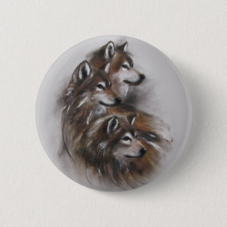 Macaron Rond 5 Cm animaux de loups de loup, faune, art de faune,