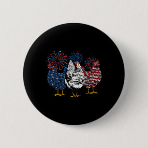 Macaron Rond 5 Cm Animaux de poulet américains drôle 4 juillet feu
