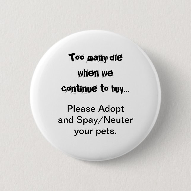 Macaron Rond 5 Cm Animaux Neuter Spay Adopter Chiens Chats (Devant)