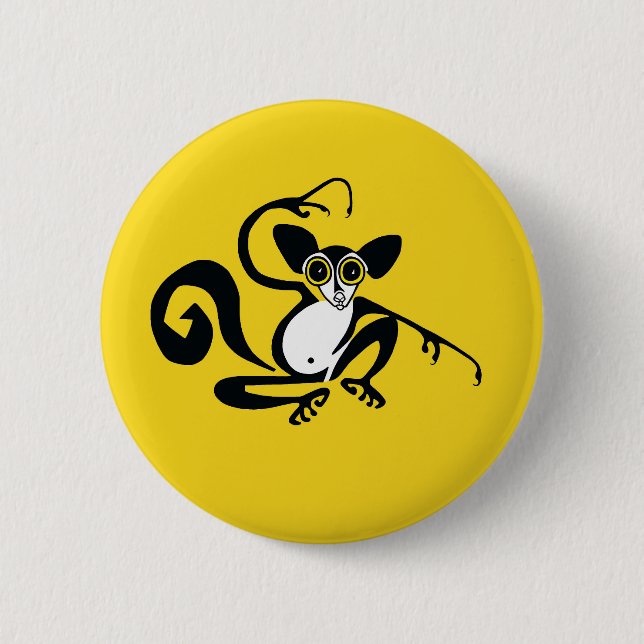 Macaron Rond 5 Cm Animaux sauvages - AYE-AYE-Primate - Madagascar - (Devant)