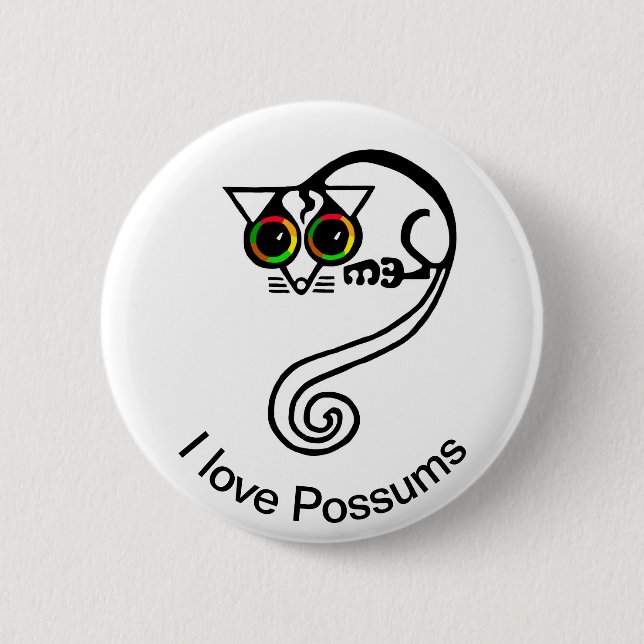 Macaron Rond 5 Cm Animaux sauvages - love POSSUMS - faune australien (Devant)